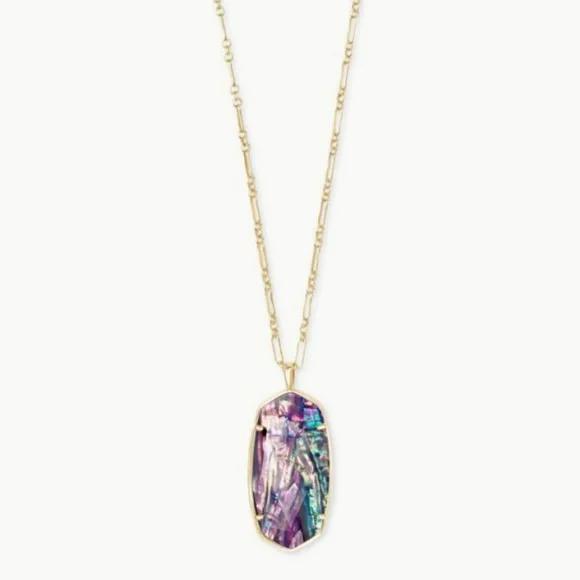 Kendra Scott Elle Drop Earrings, Reid Long Pendant | Lilac Abalone Set | Retired - Picture 3 of 10